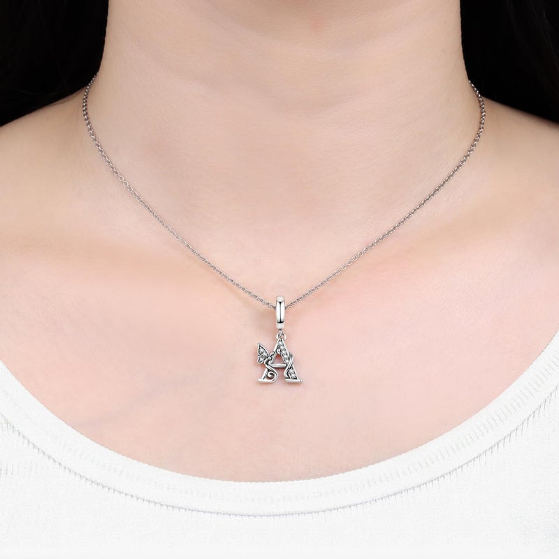 PANPOKI Store 2 Pack 925 Sterling Silver Butterfly Letter Charms for Bracelets and Necklace Alphabet Initial Dangle Pendants Round Spacer Beads Pave Cubic Zirconia Jewelry Gift for Women - Image 5